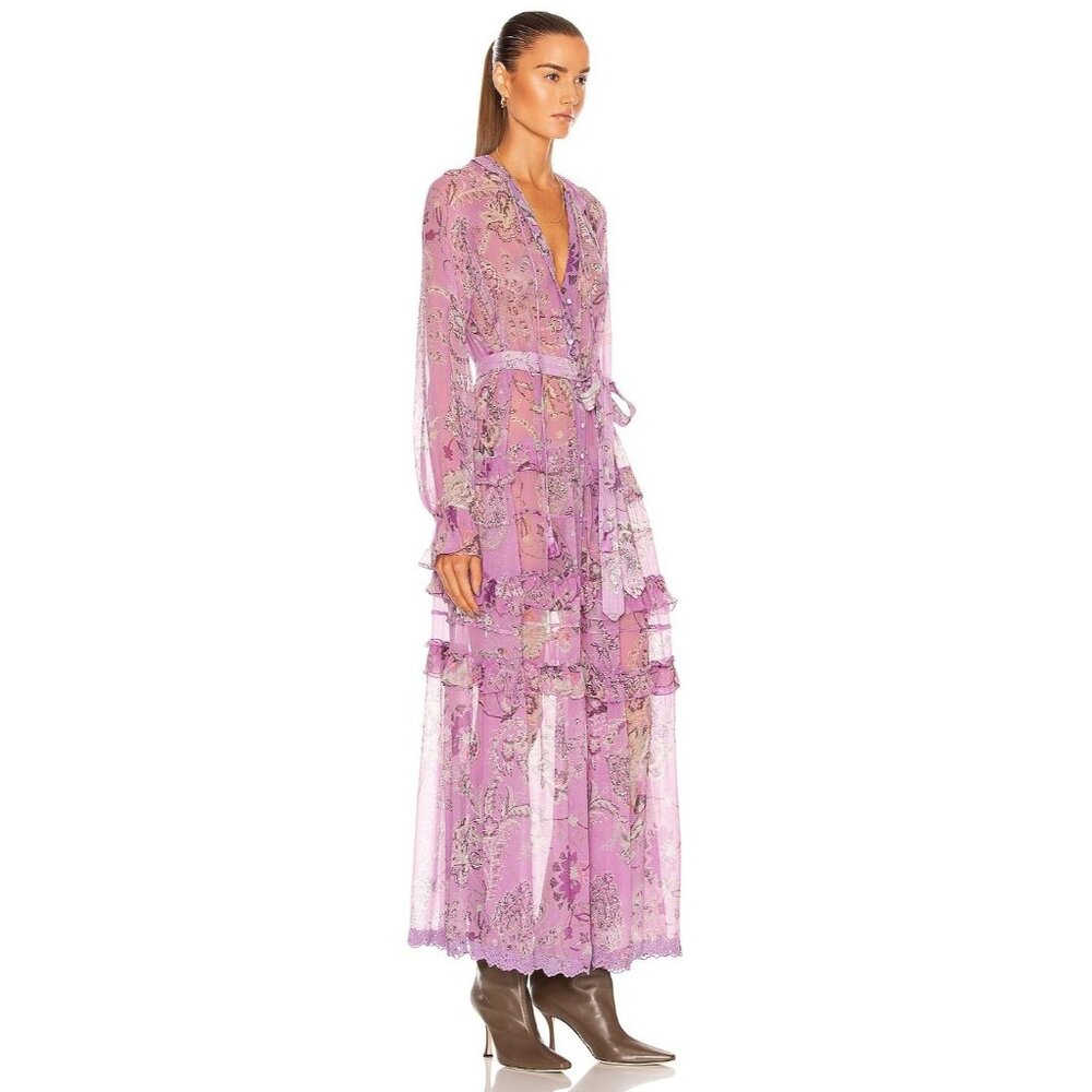 HEMANT AND NANDITA Mavi Belted Kaftan in Orchid - Picture 2 of 7